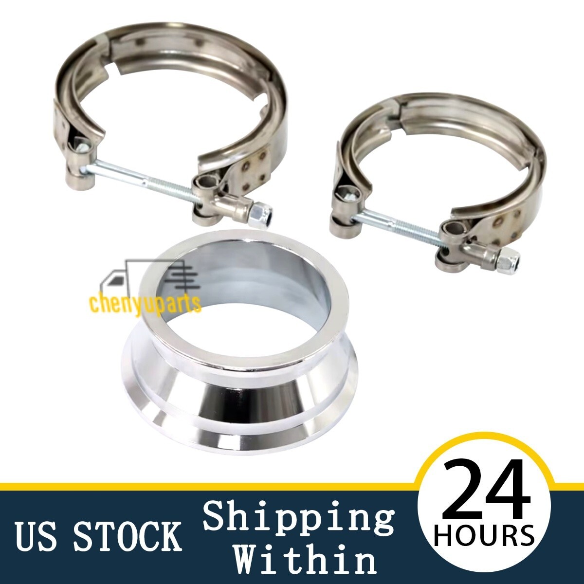 2.5" ID to 3" ID Stainless Steel Exhaust V-Band W/ Clamps Adapter Flange Reducer