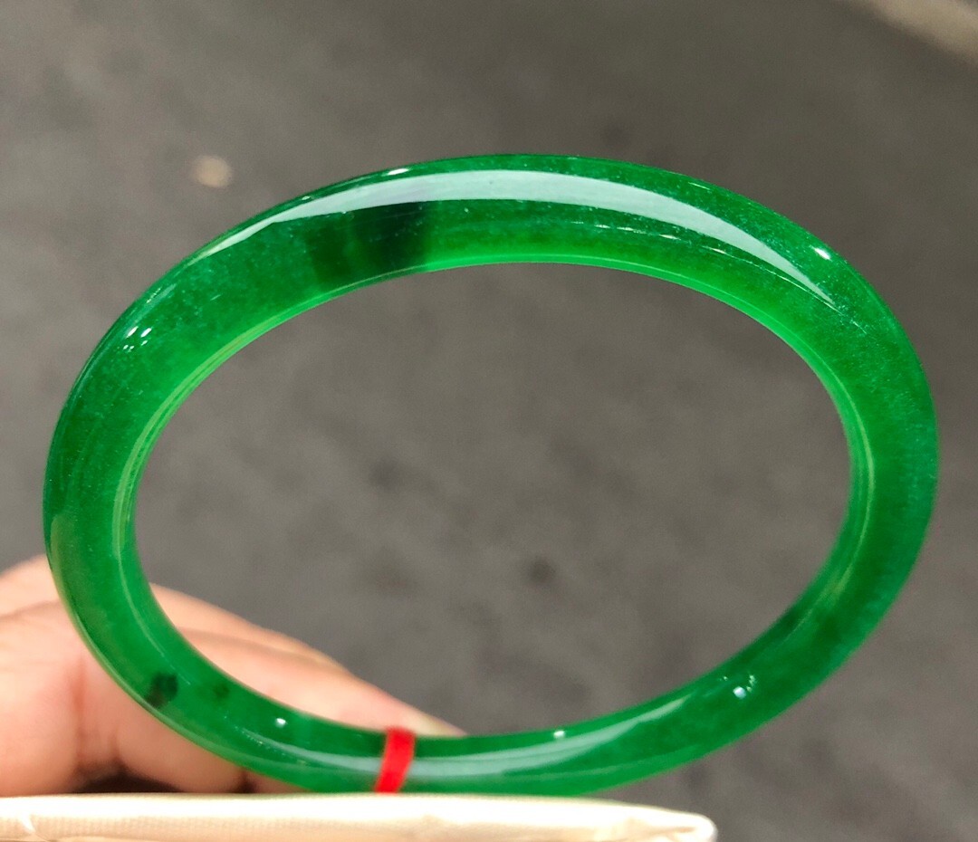 Real Natural Grade AAA Burmese Ice Green Jade jadeite Bracelets bangle 58MM