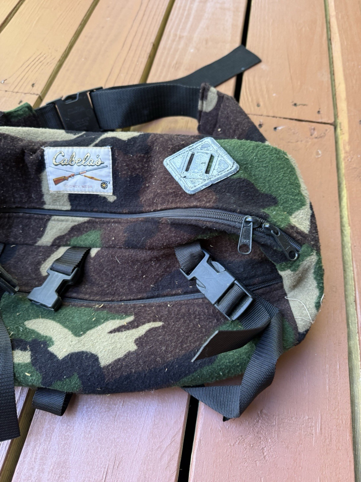VTG Cabela's Camo Fleece Fanny Pack Frog Hunting Bag