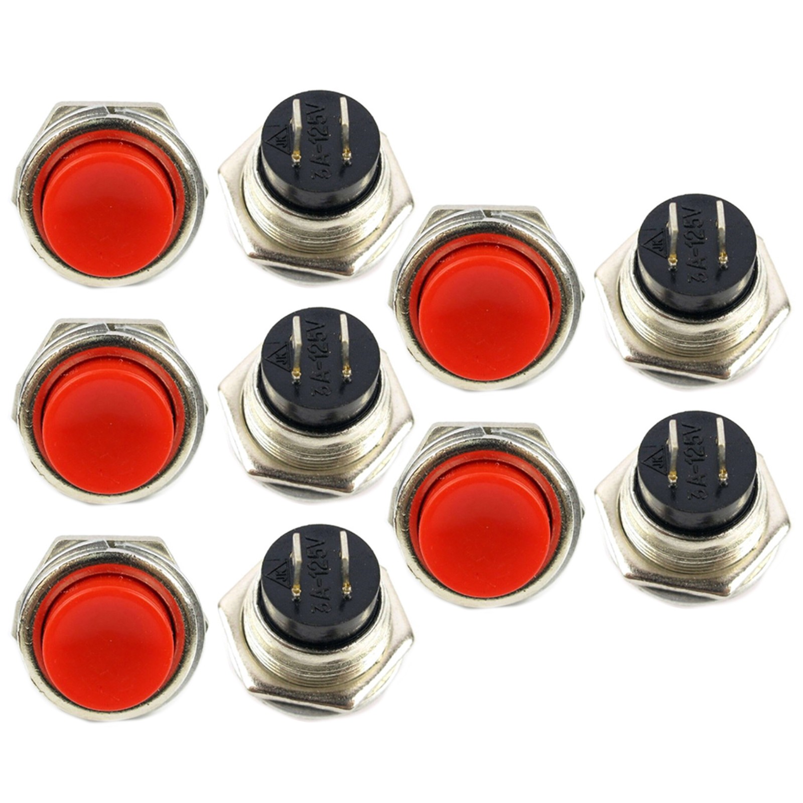 10* Small Self-Reset Round Button Head Power Switch Circle Kill Button Switch MN