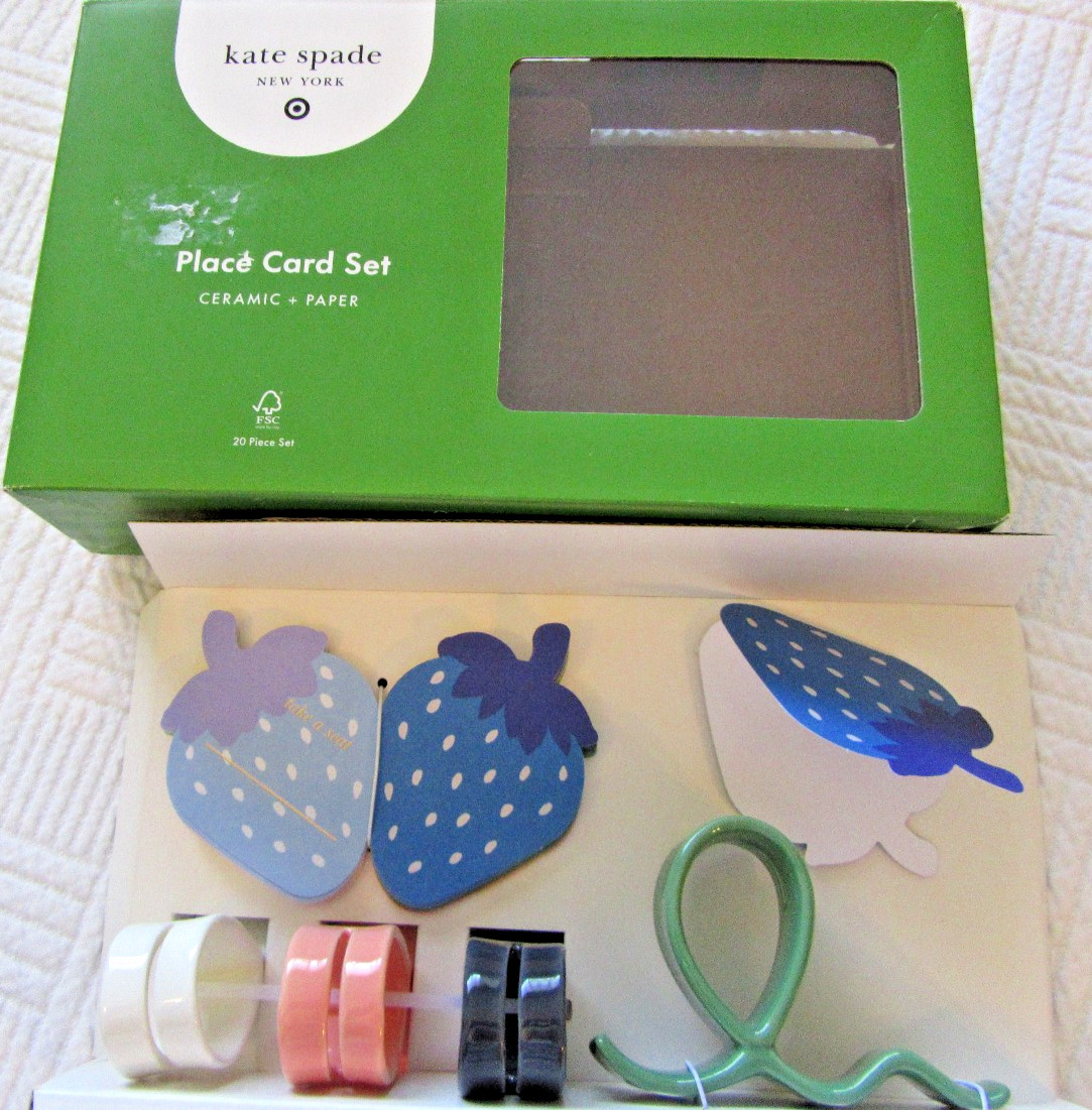 20 Piece Set Place Cards w/Holders - Kate Spade New York-Strawberry Theme cards