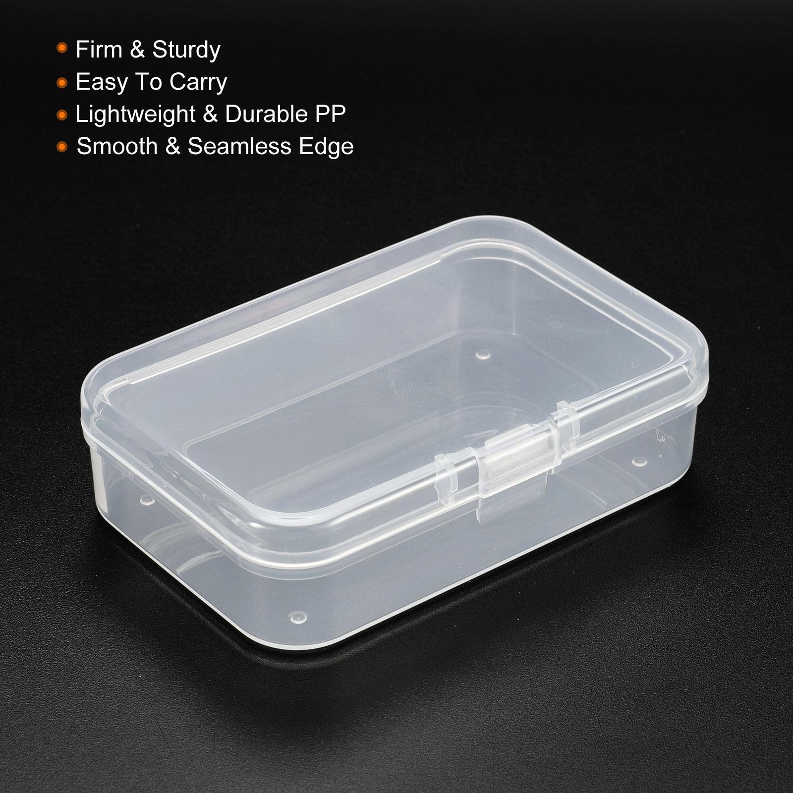 12pcs Clear Storage Container w Hinged Lid 75x50x21mm Plastic Rectangular Box