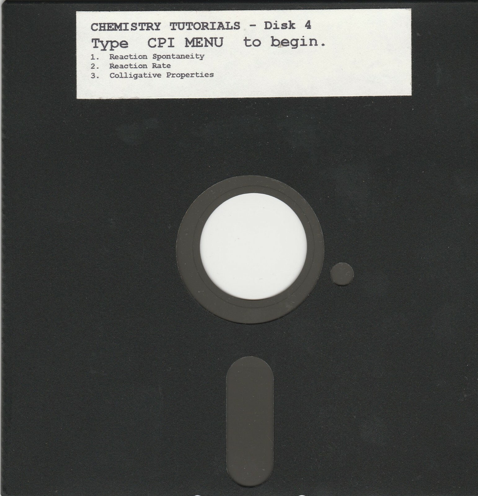 Chemistry Tutorial Series on 5.25" floppy disks Software