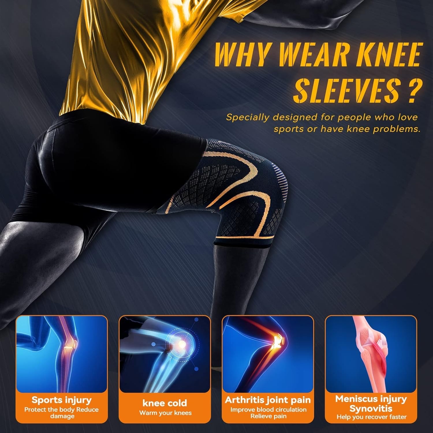 2 Pack Copper Knee Supports - Compression Sleeves for Active Lifestyles, Large