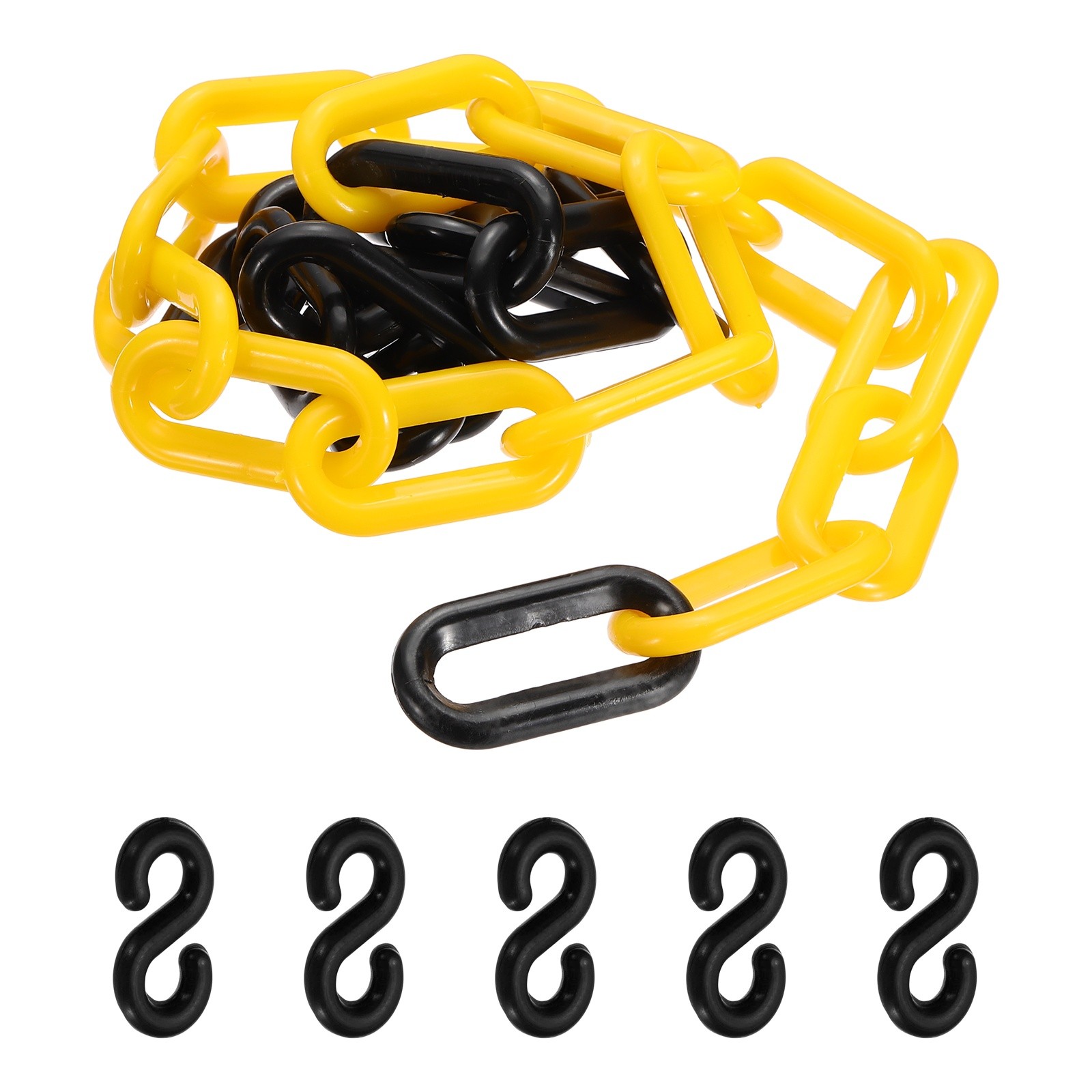 3.3 Feet (1m) Plastic Chain 35 x 5 mm Colorful Safety Link Chain, Black Yellow