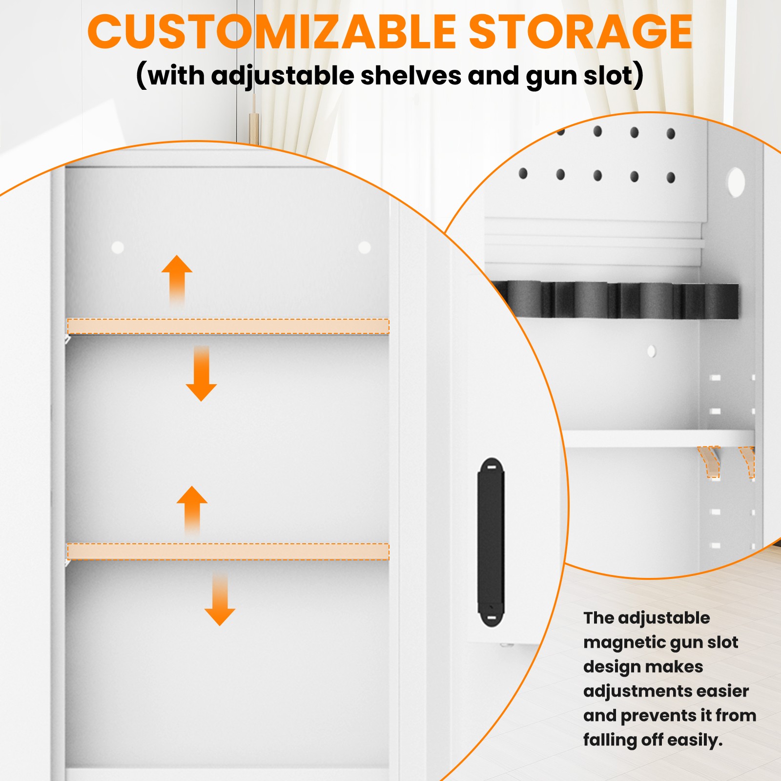 Secondhand 47.24" Wall Hidden Safe with Removable Pegboard & Adjustable Shelve