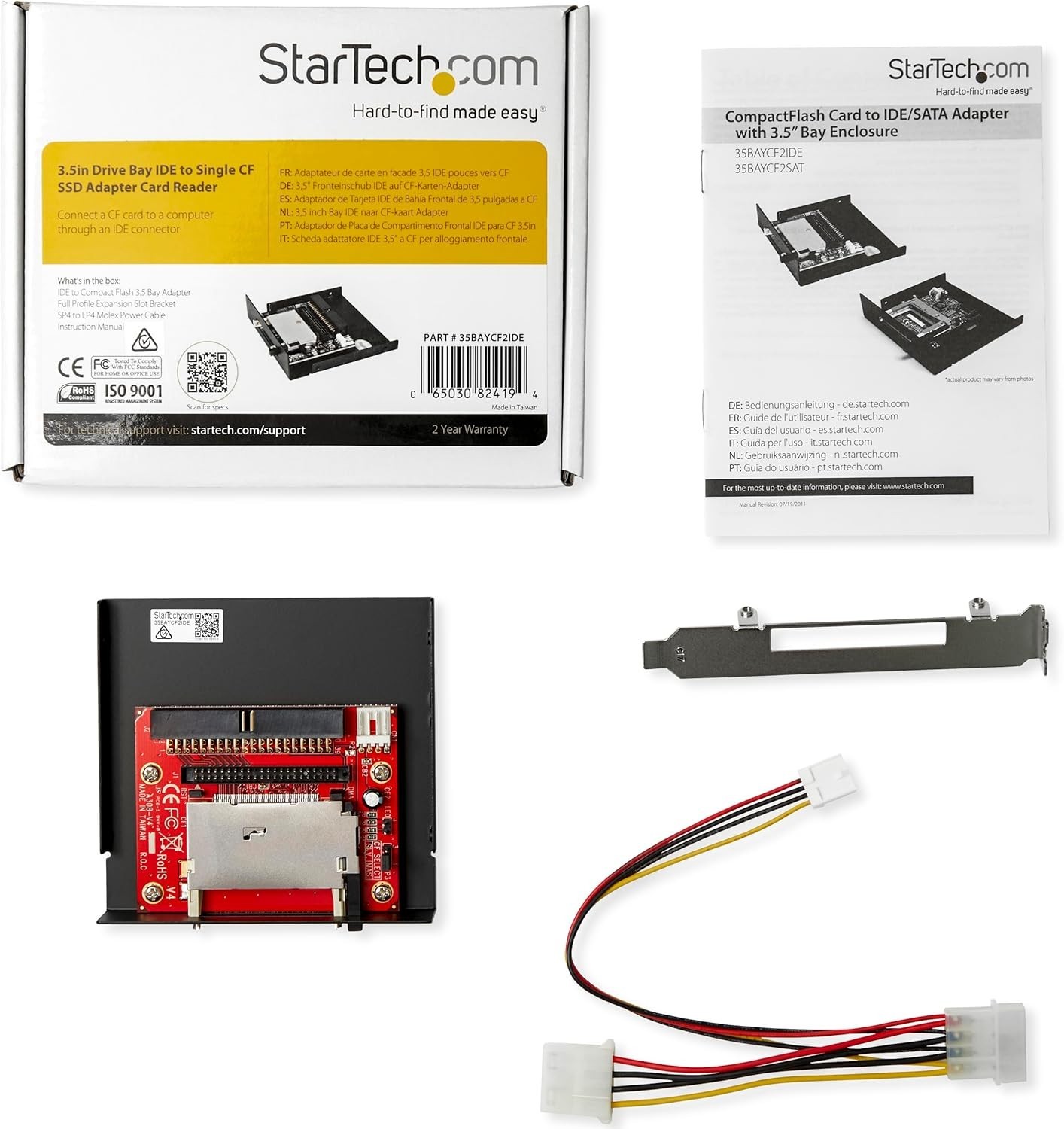 StarTech 3.5in Compact IDE Drive Bay Adapter CF SSD Card Reader TAA 35BAYCF2IDE