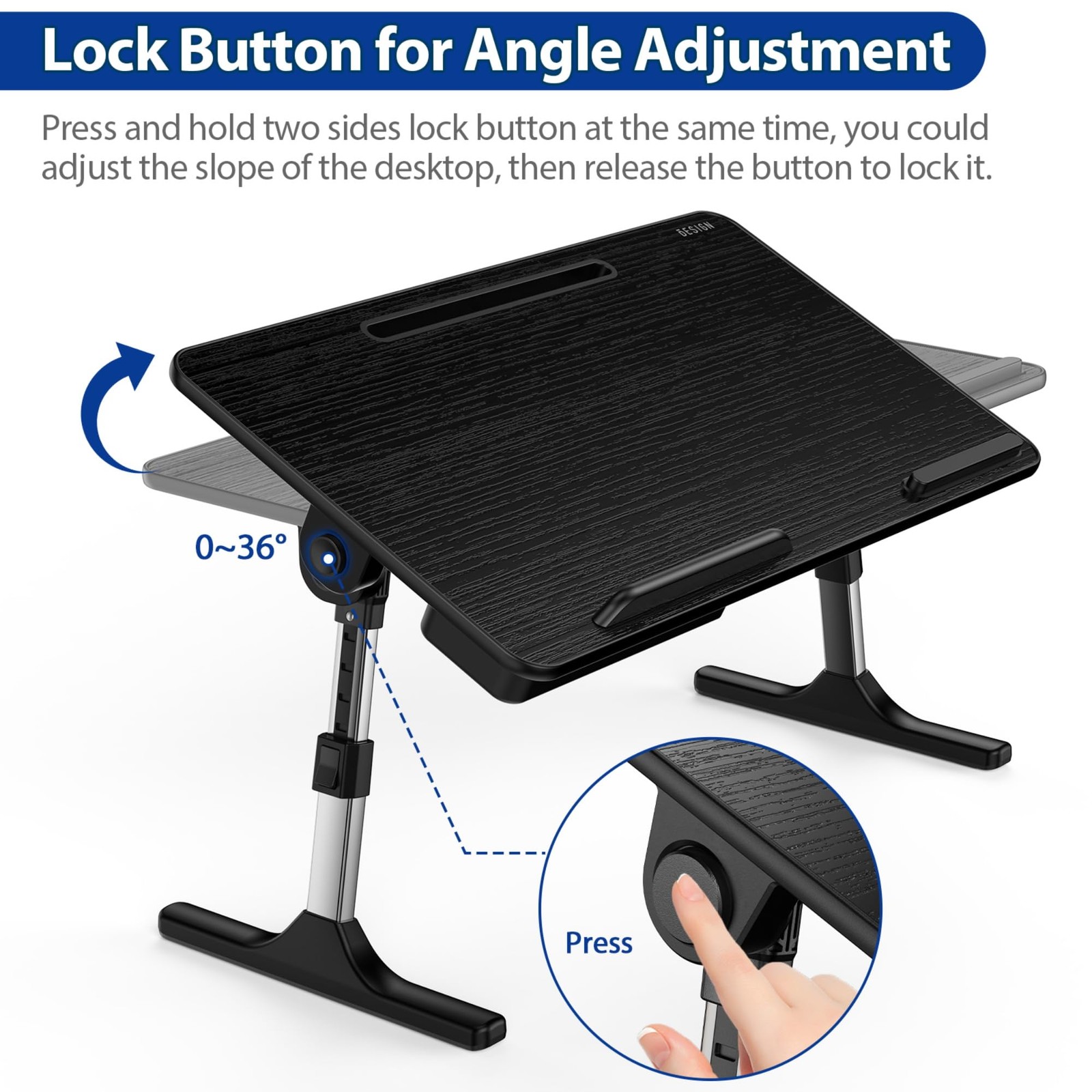 LT05 Adjustable Laptop Table, Lap Desk, Portable Standing Bed Desk, Foldable ...