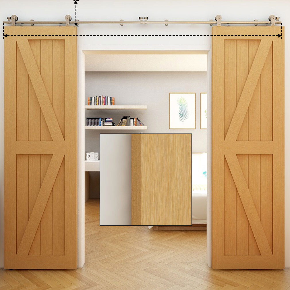 CCJH 4FT-18FT Stainless Steel Sliding Barn Door Hardware Kit Track For Wood Door