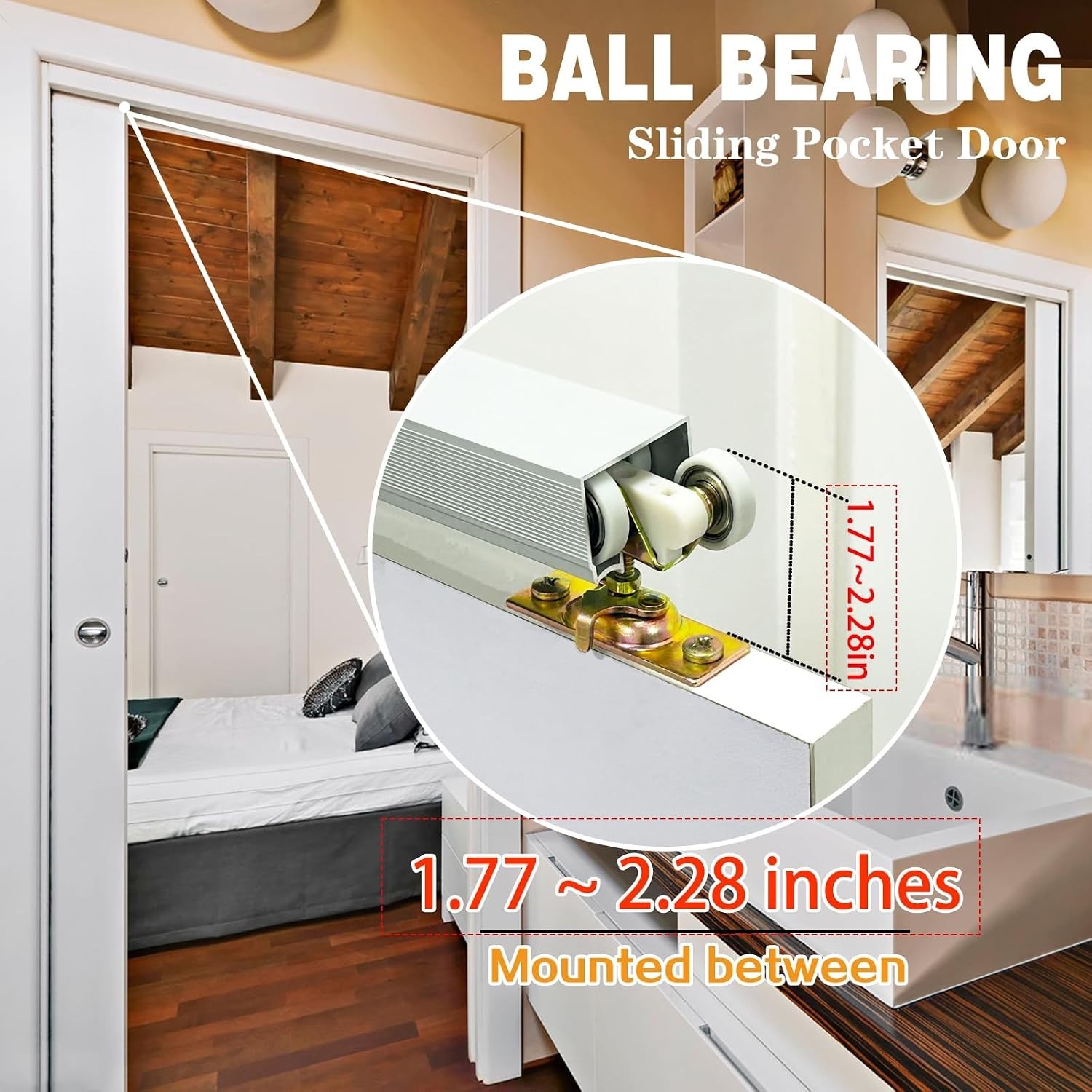Smooth Sliding 1" Pocket Door Rollers - 2 Pack with Quick Release Installation