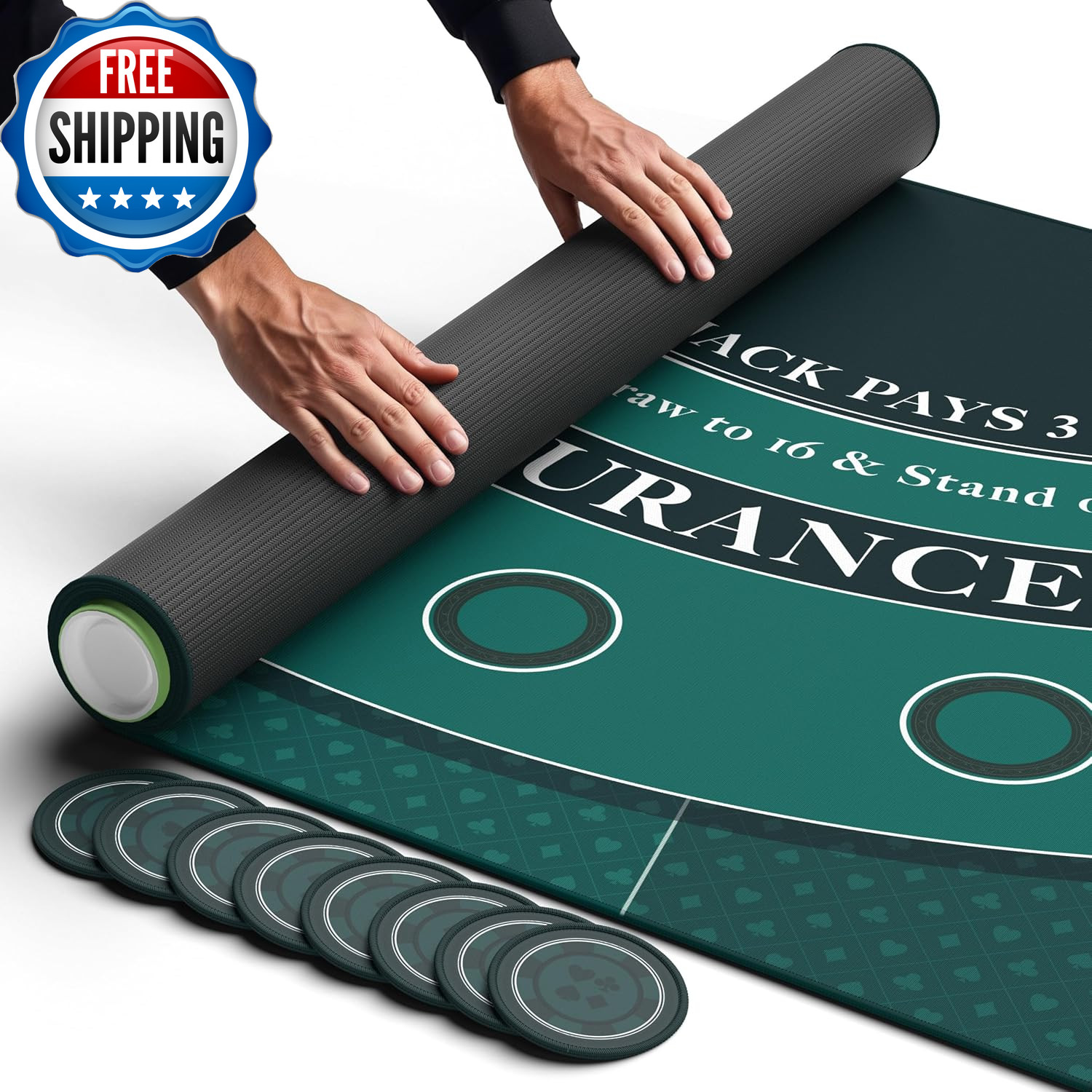 Blackjack Mat 70" X 35", Blackjack Table Top for Home Game Nights with Friends |