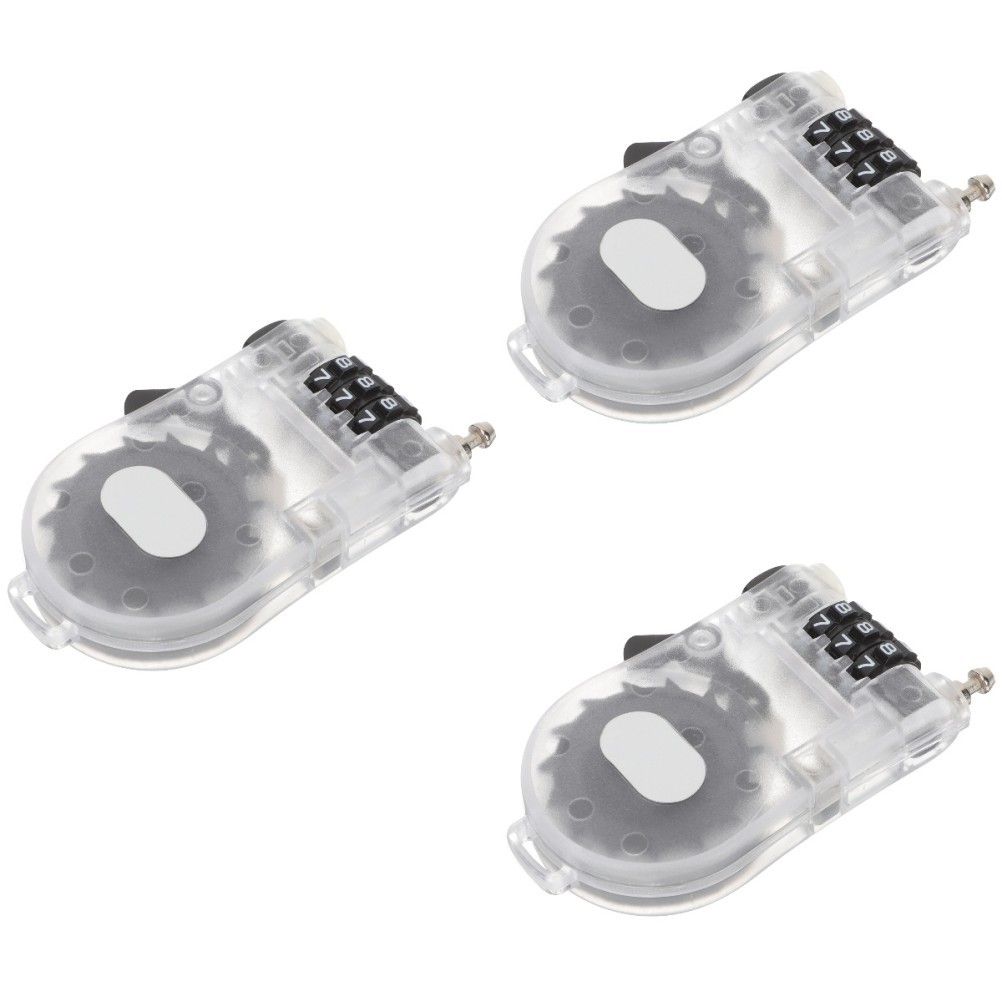 3 Pack Retractable Snowboard Lock Gear Combination for Heavy Duty Bike