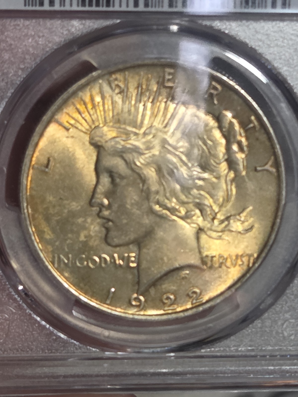 1922 $1 Peace Dollar PCGS MS63 Toned