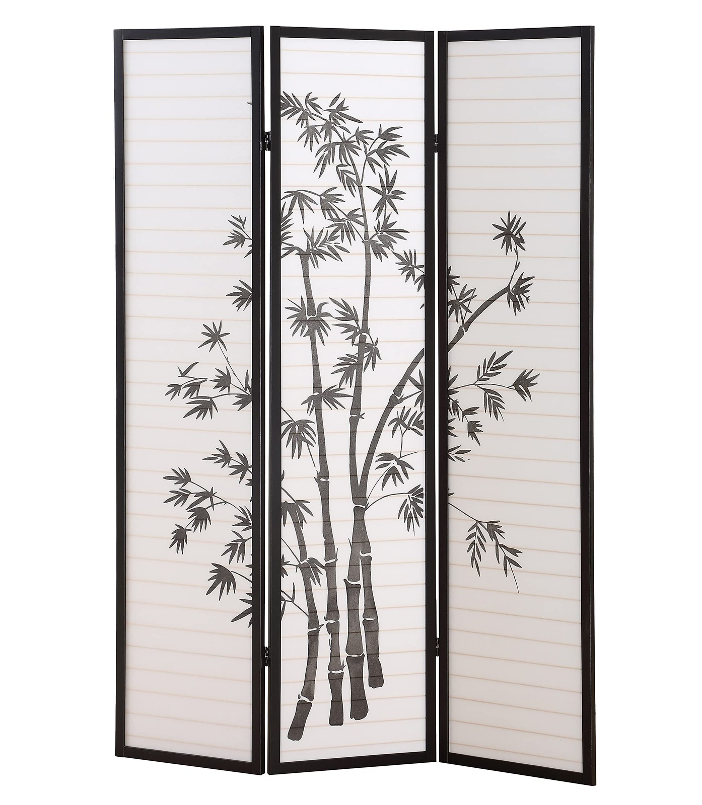 3-Panel Oriental Shoji Room Divider Screen, Black