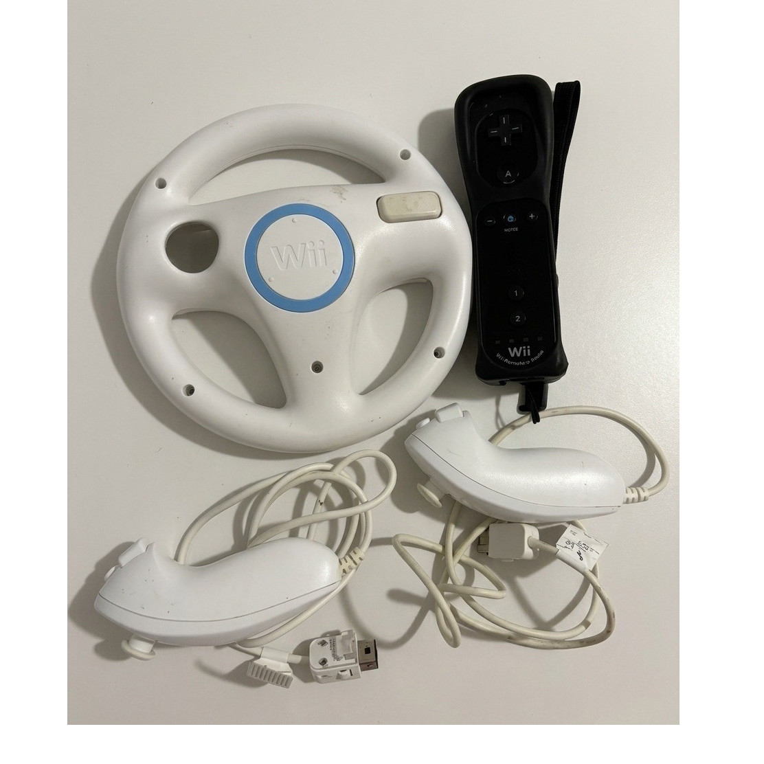 Nintendo Wii Remote, Nunchuk Controllers, Steering Wheel Bundle