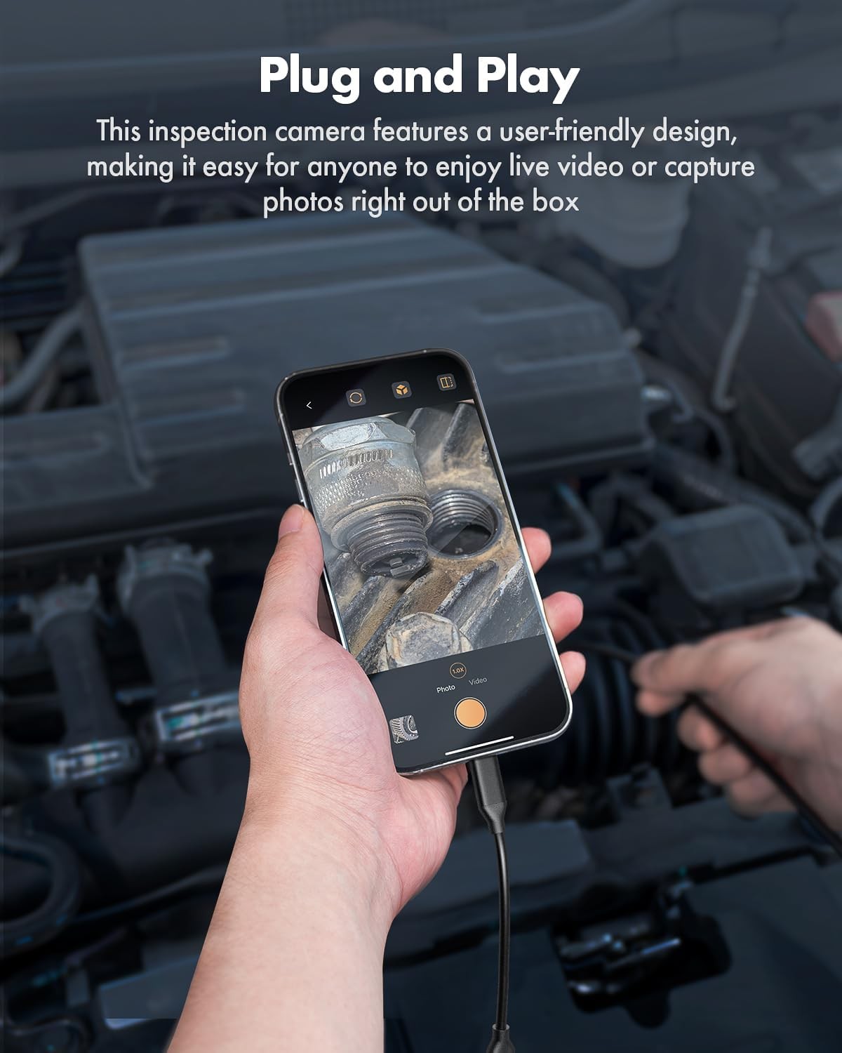 Endoscope Camera with Light, 1920P HD Borescope with 8 Adjustable LED Lights,...