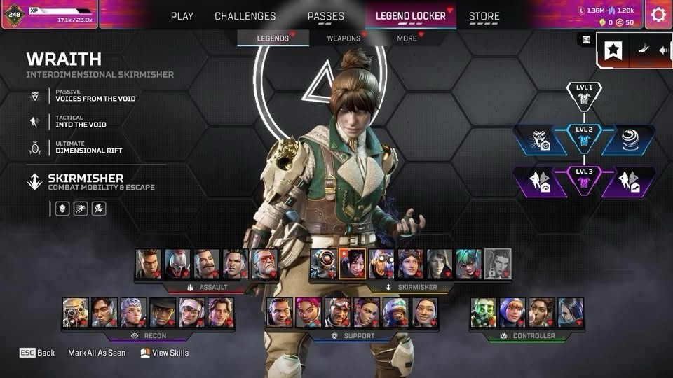 Apex Legends Game Account - Wraith Veteran Voyager Legendary, Sky Piercer Mythic