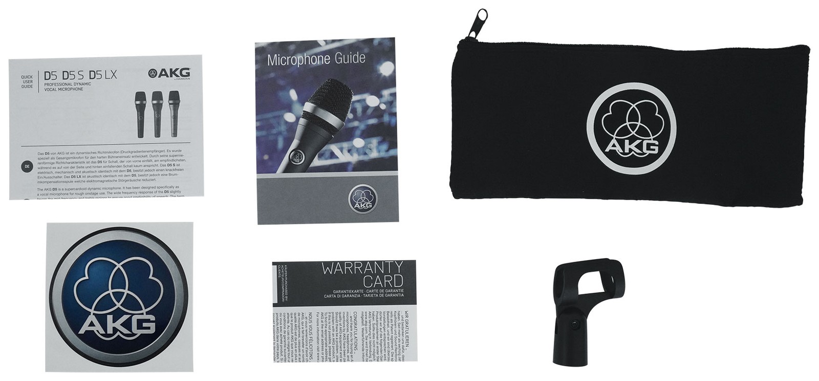AKG D5S Dynamic Cardioid Vocal Microphone D5 S + Round Base Mic Stand