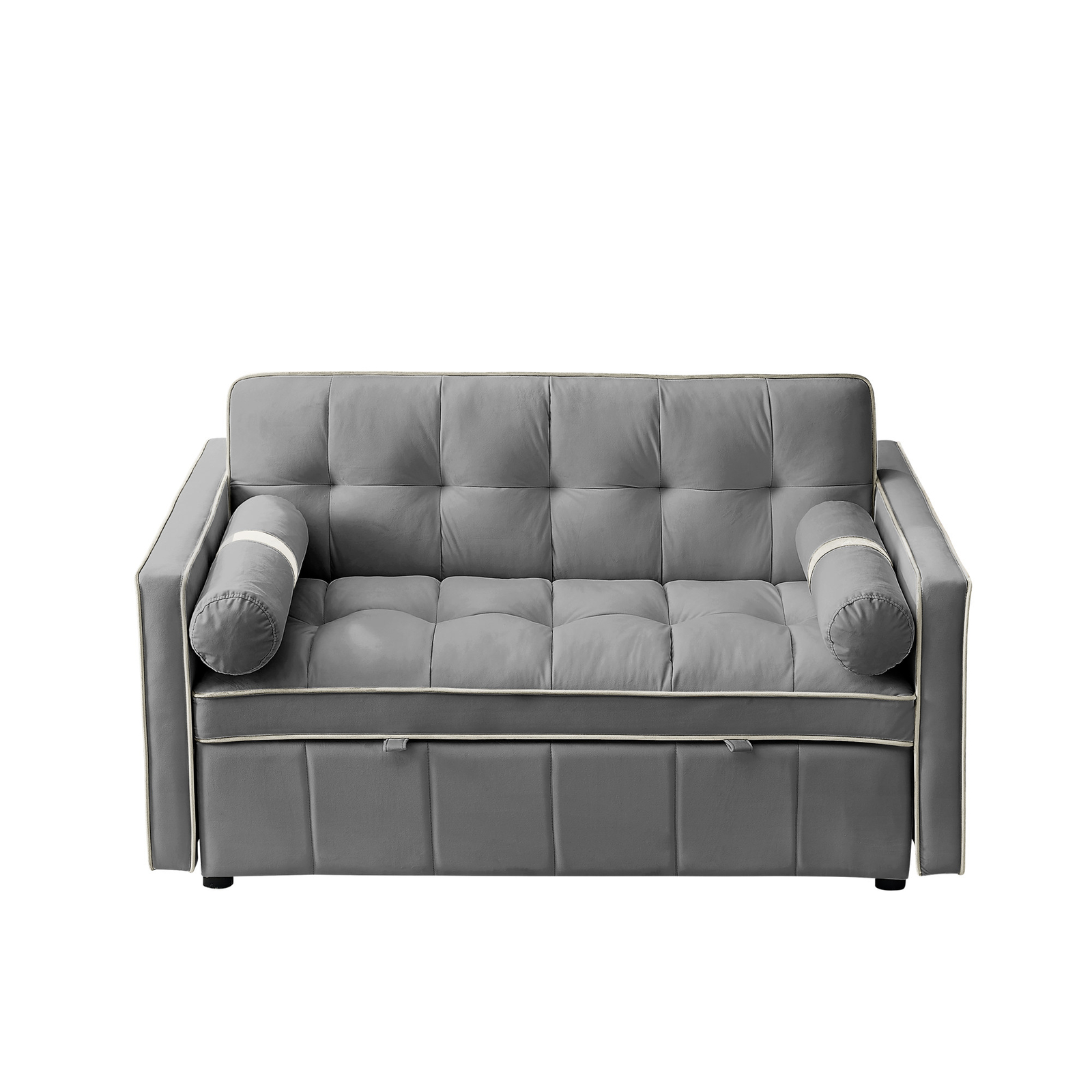 55.5" Pull Out Sleep Sofa Bed 2 Seater Loveseats Sofa Couch w/ Side Pockets