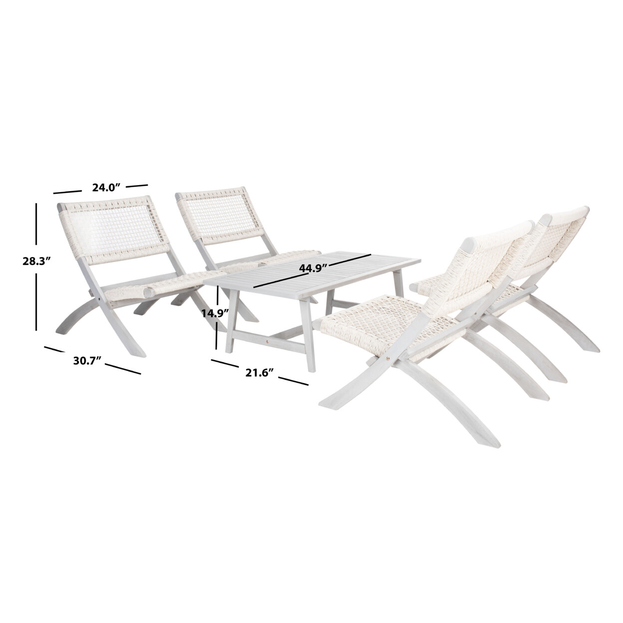 SAFAVIEH Outdoor Collection Blaze 5-Piece Coffee Set | Grey / Grey |