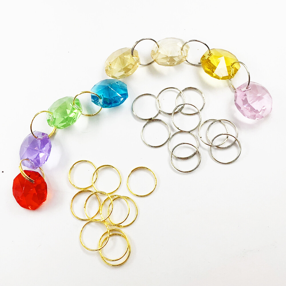 100x 11/12/13/15/20mm Stainless Steel Ring Crystal for Chandelier Ball Part pin