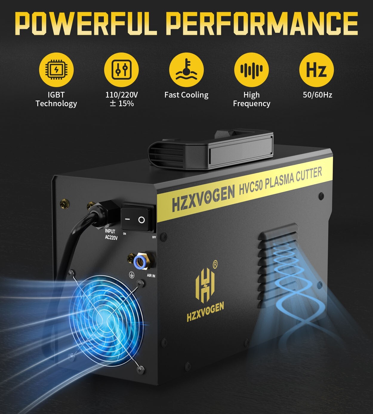 HZXVOGEN 110/220V HF Touch Pilot Arc Cutting Plasma Cutter Quick Air Connector