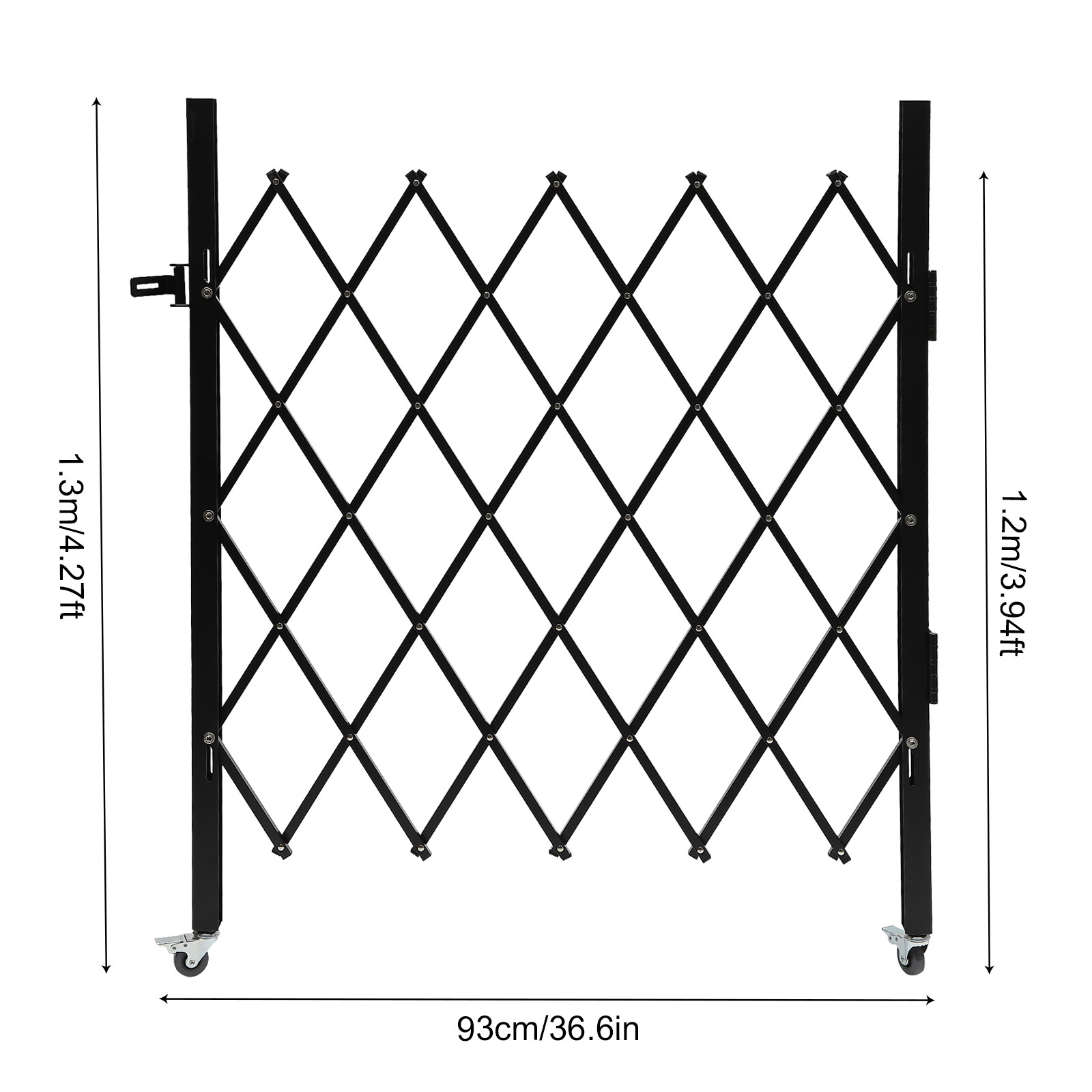 Single Folding Security Gate Rolling Barricade Doors Scissor Gate with Padlock