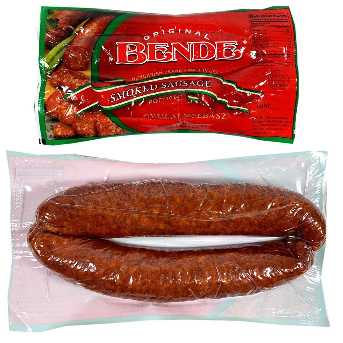 Hungarian Brand Smoked Sausage, Gyulai Kolbasz", 2 Links Per Pack