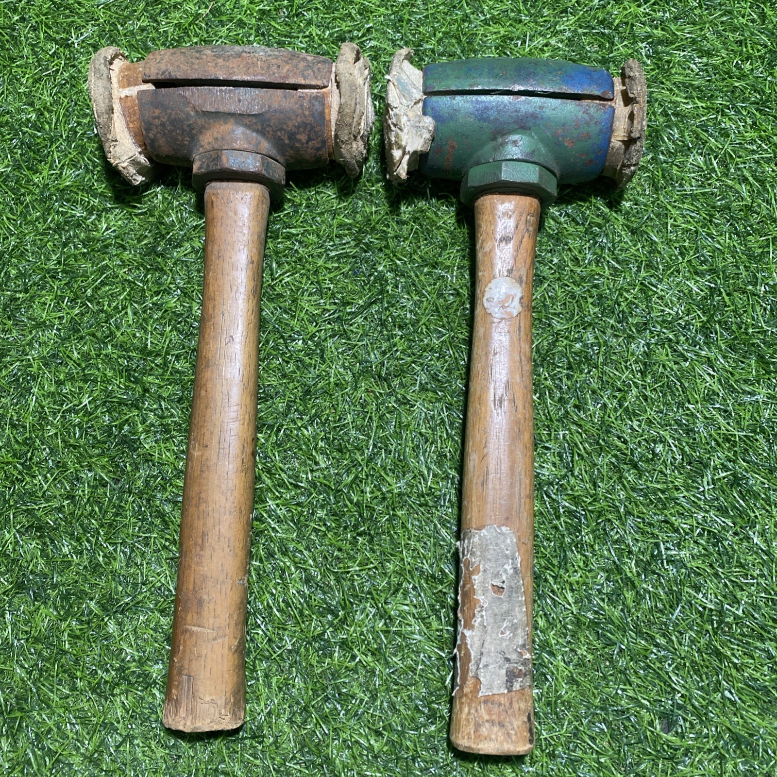 Vintage Garland Saco Maine No. 4 Rawhide Mallet Hammers (2) USA
