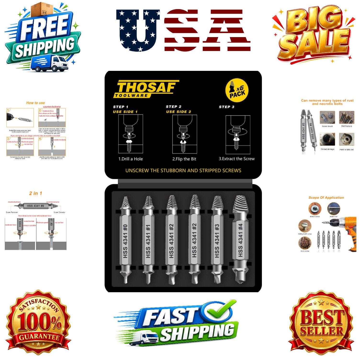 Gifts for Men,Damaged Screw Extractor Set,Christmas Stocking Stuffers for Adu...