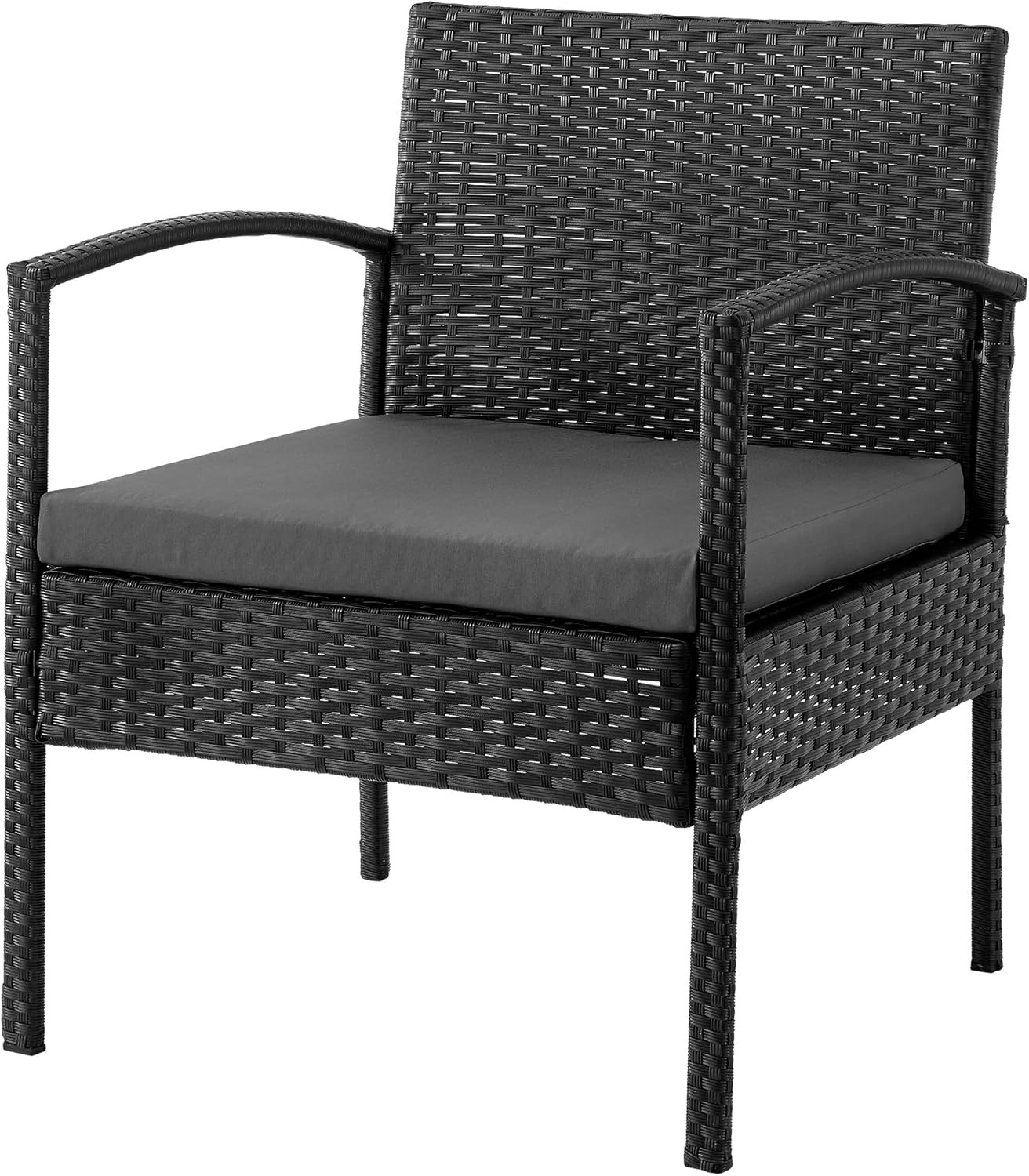 Noli 4-Piece Outdoor Patio Set with Cushions, Steel Rattan, Grey