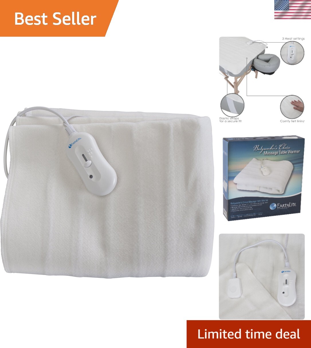 BODYWORKER’S CHOICE 71” x 29.5” Massage Table Warmer with 3 Heat Settings