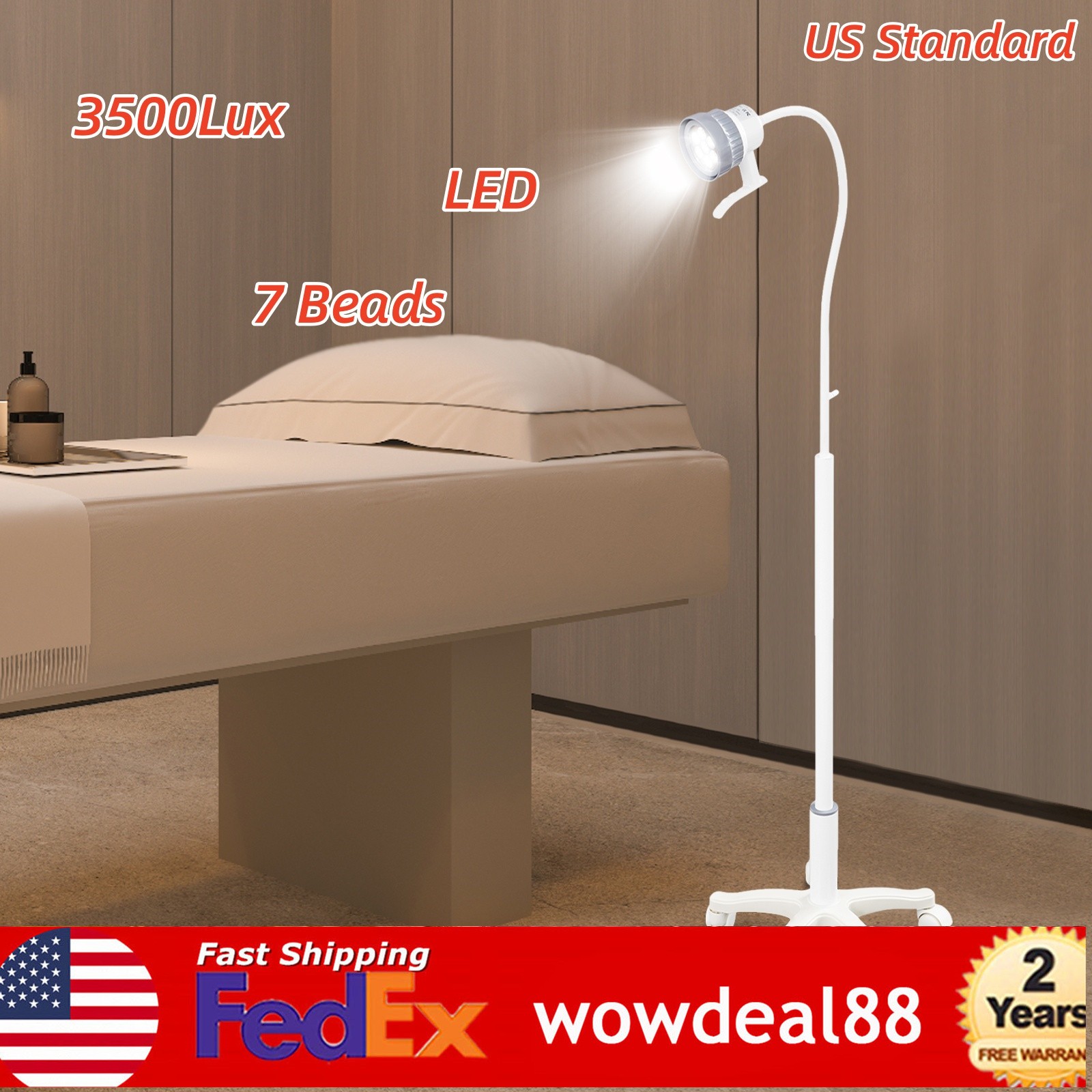 12W Mobile Dental Surgical Exam Lamp LED Examination Light W/ Wheels Floor Stand