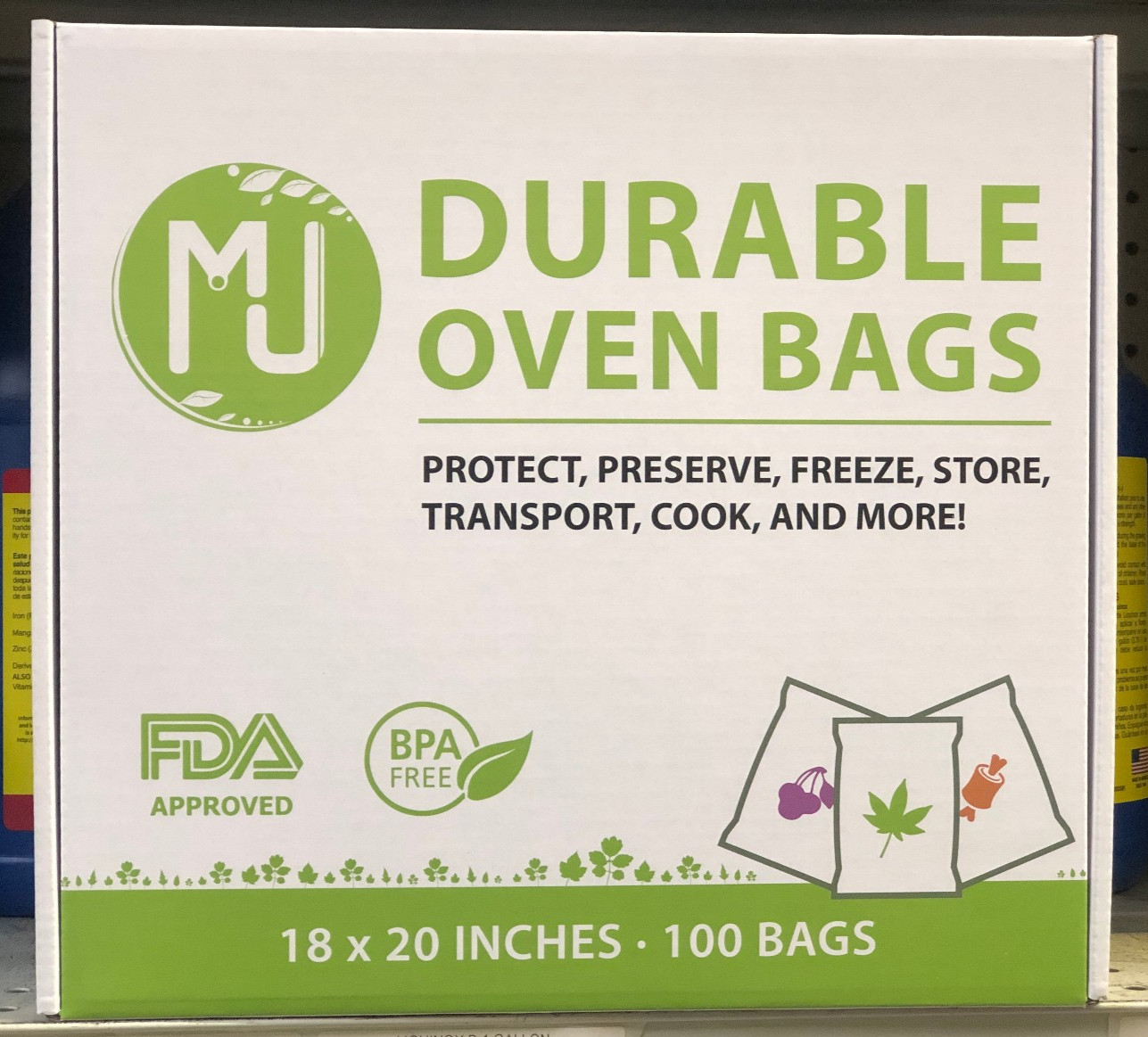 Oven Bag 100 Pack Turkey Bag Garden Smell Proof All-Purpose - 18" x 20"
