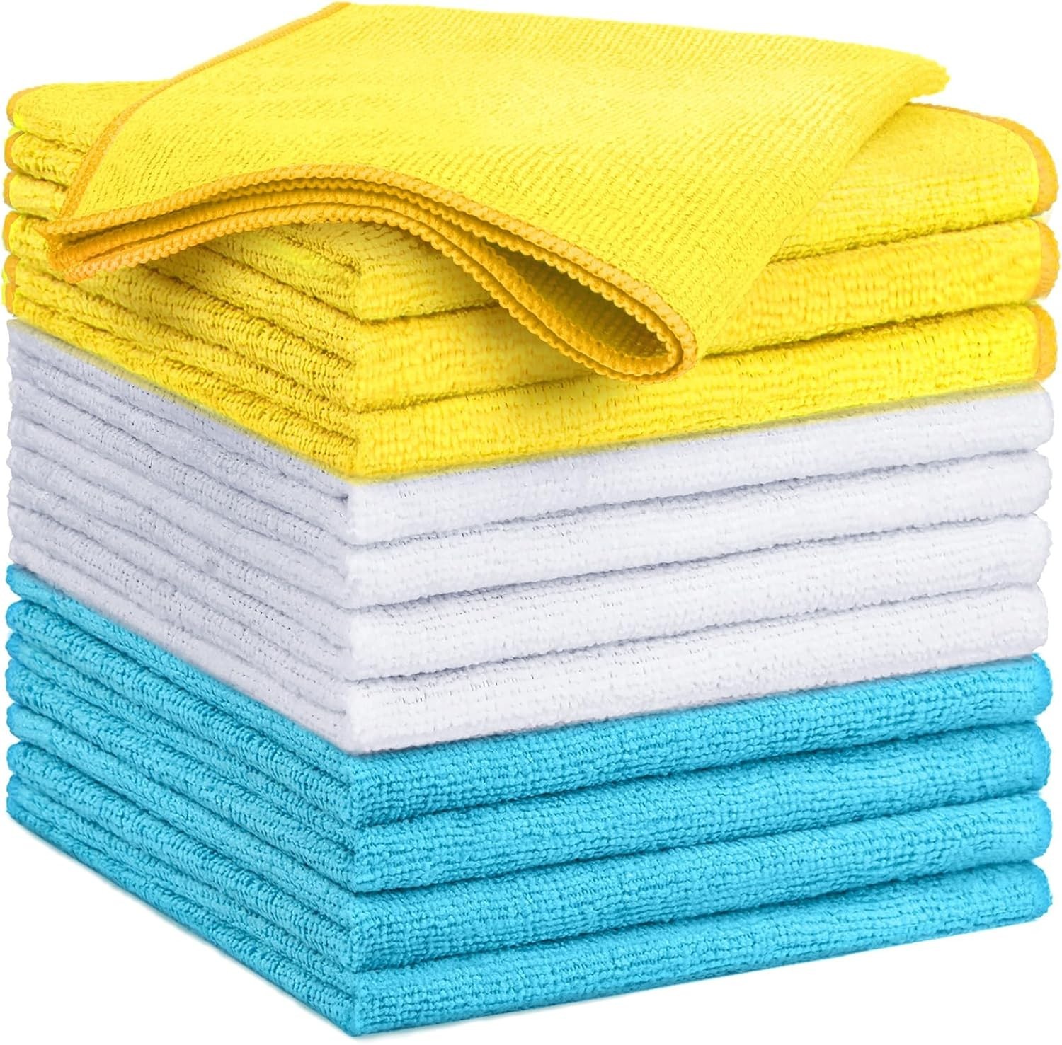 Eco-Friendly 12 Pack Microfiber Cleaning Rags - Multi-Surface, Machine Washable