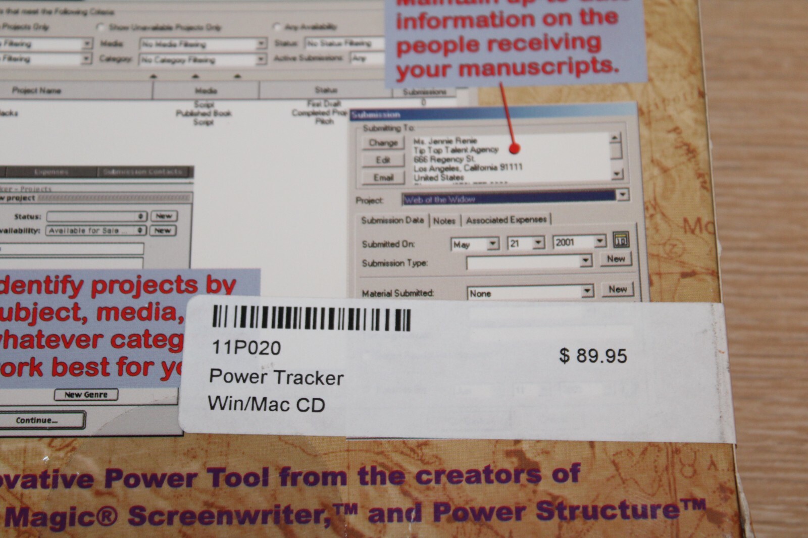 POWER TRACKER Professional File Management Tracking Software Writers WIN/MAC NEW