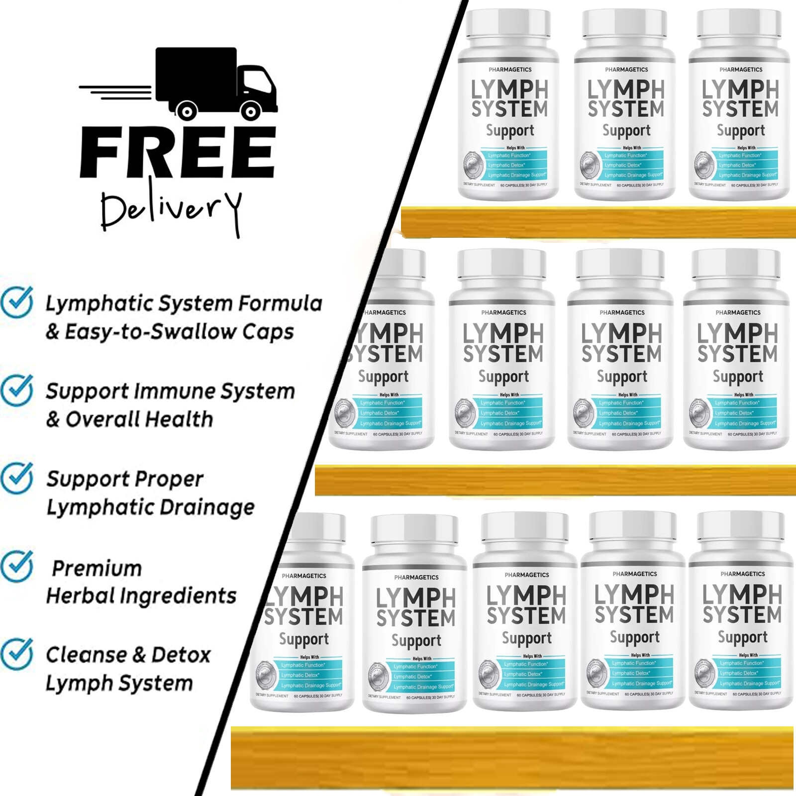 Lymphatic System Support Capsules - Lymphatic Drainage - 60 Capsules