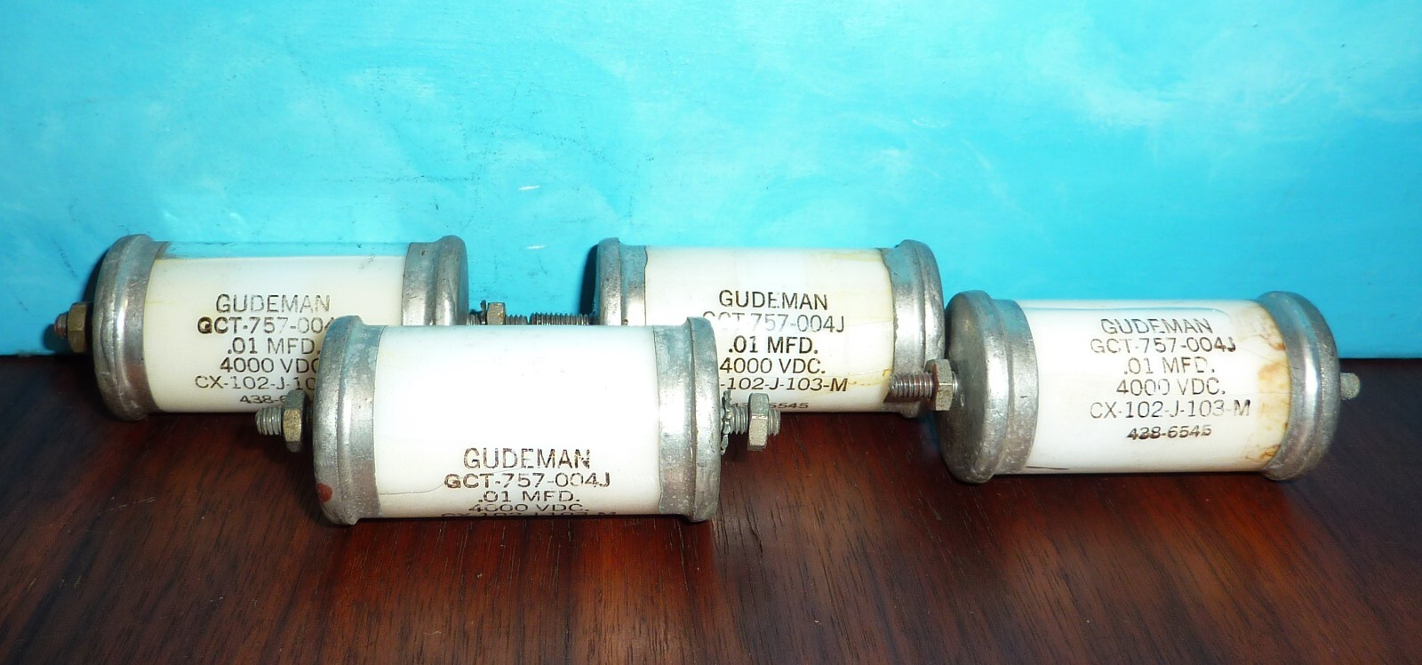 4 Gudeman Glass Transmitter Capacitors 0.01mfd@4kV 0.01uf @ 4kV 4000VDC