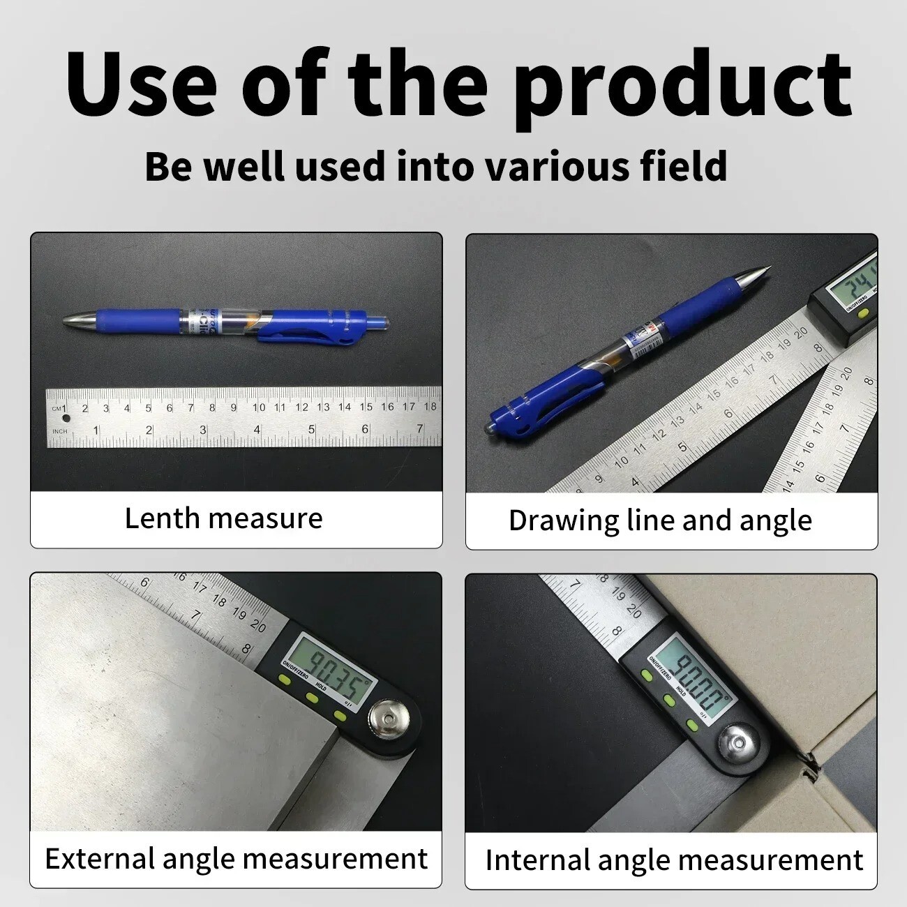 300 mm Digital Angle Ruler Stainless Steel Electronic Angle Meter