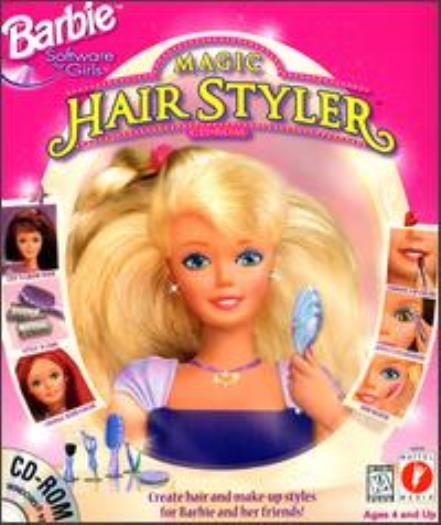 Barbie Magic Hair Styler PC CD girls doll beauty salon color hair makeup game!