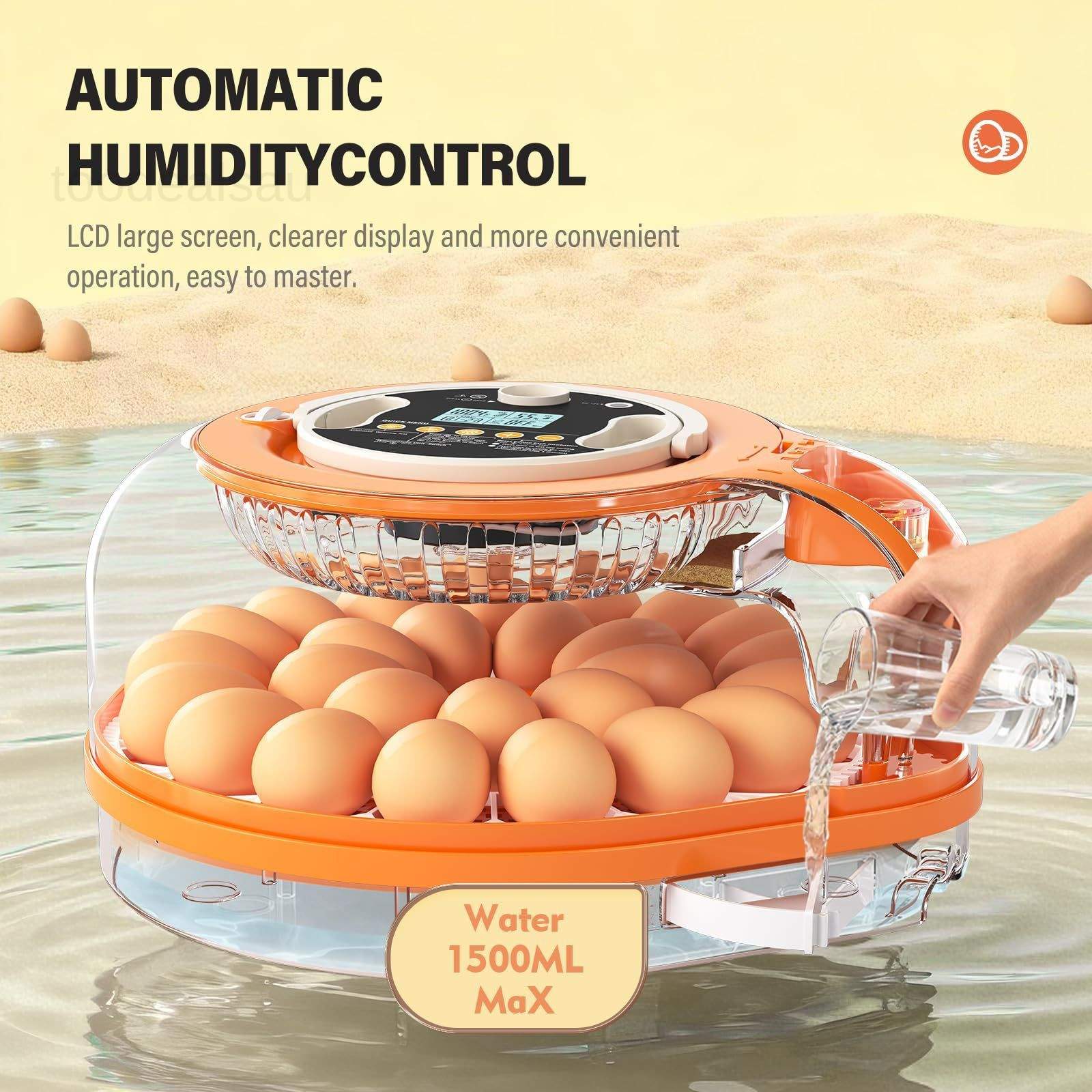 26 Incubators for Hatching Eggs Smart Voice Control 26 Eggs, Orange White