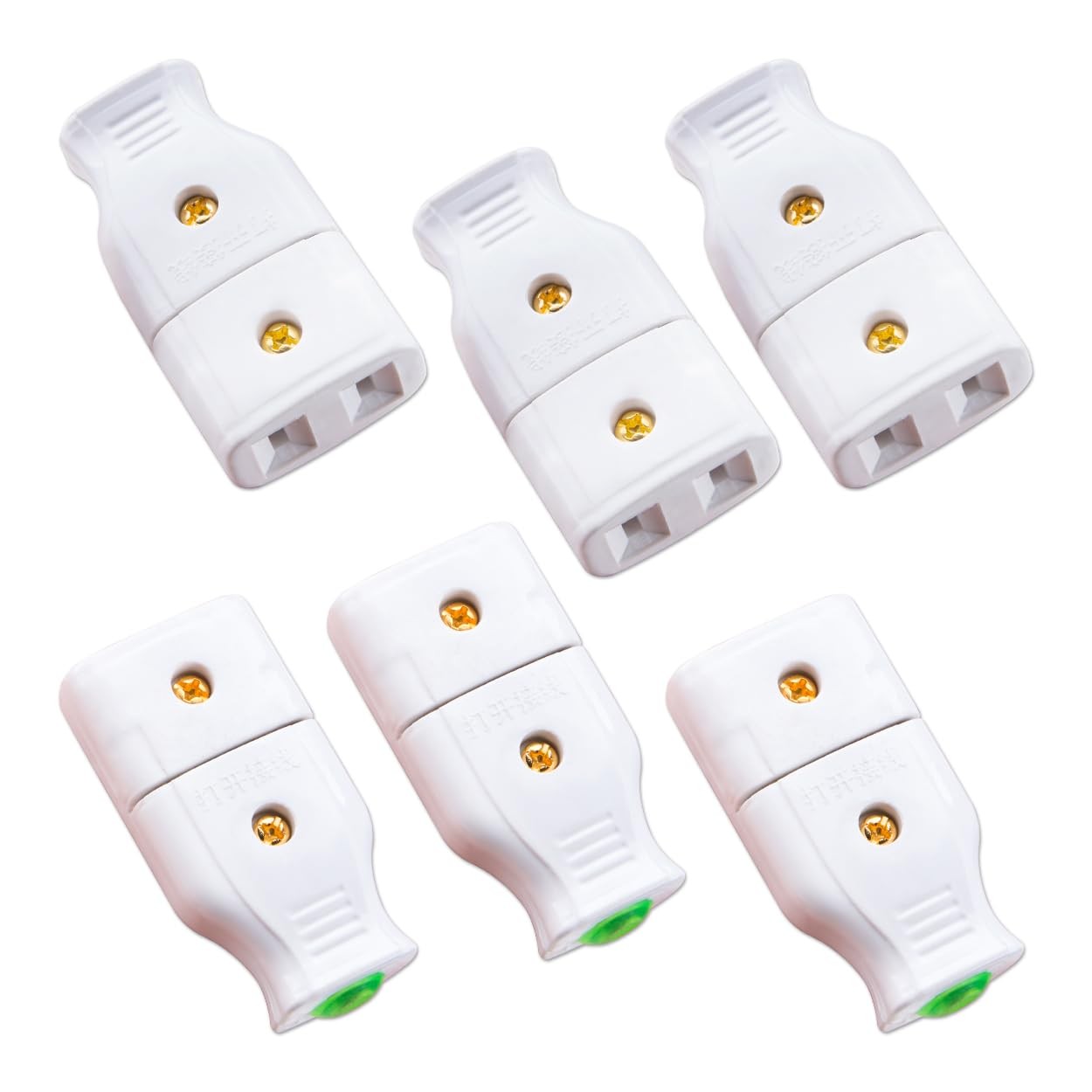 6Pcs 10A 250V 2-Prong Female Plug Replacement AC Extension Cord End