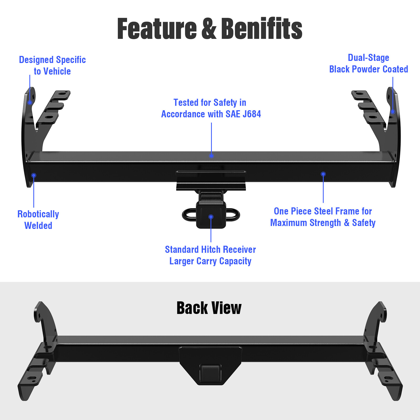 2 Inch Trailer Hitch Receiver For Dodge Dakota 1987-2004