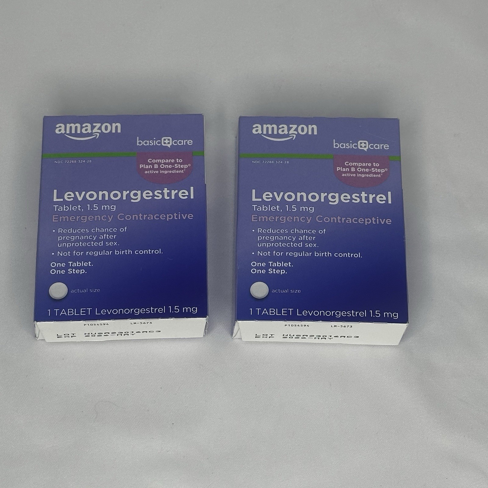 2x Amazon Basic Care 1.5mg Emergency Contraceptive MorningAfter Tablet EXP 05/26