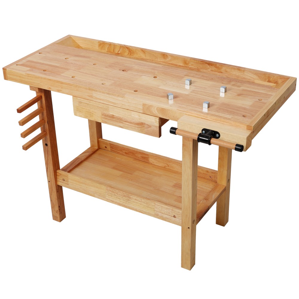 48" Adjustable Work Bench, Workbench Heavy-Duty Work Table for Garage, Workshop