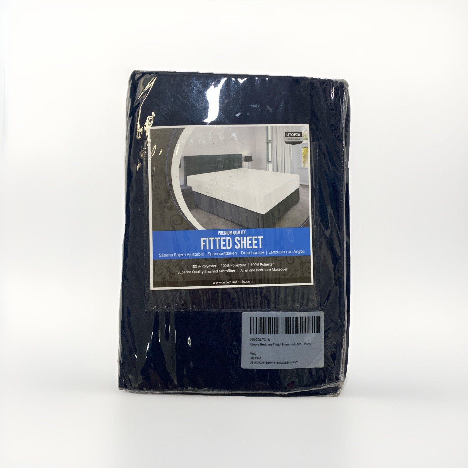 Queen Navy Utopia premium quality fitted sheet 100% Polyester