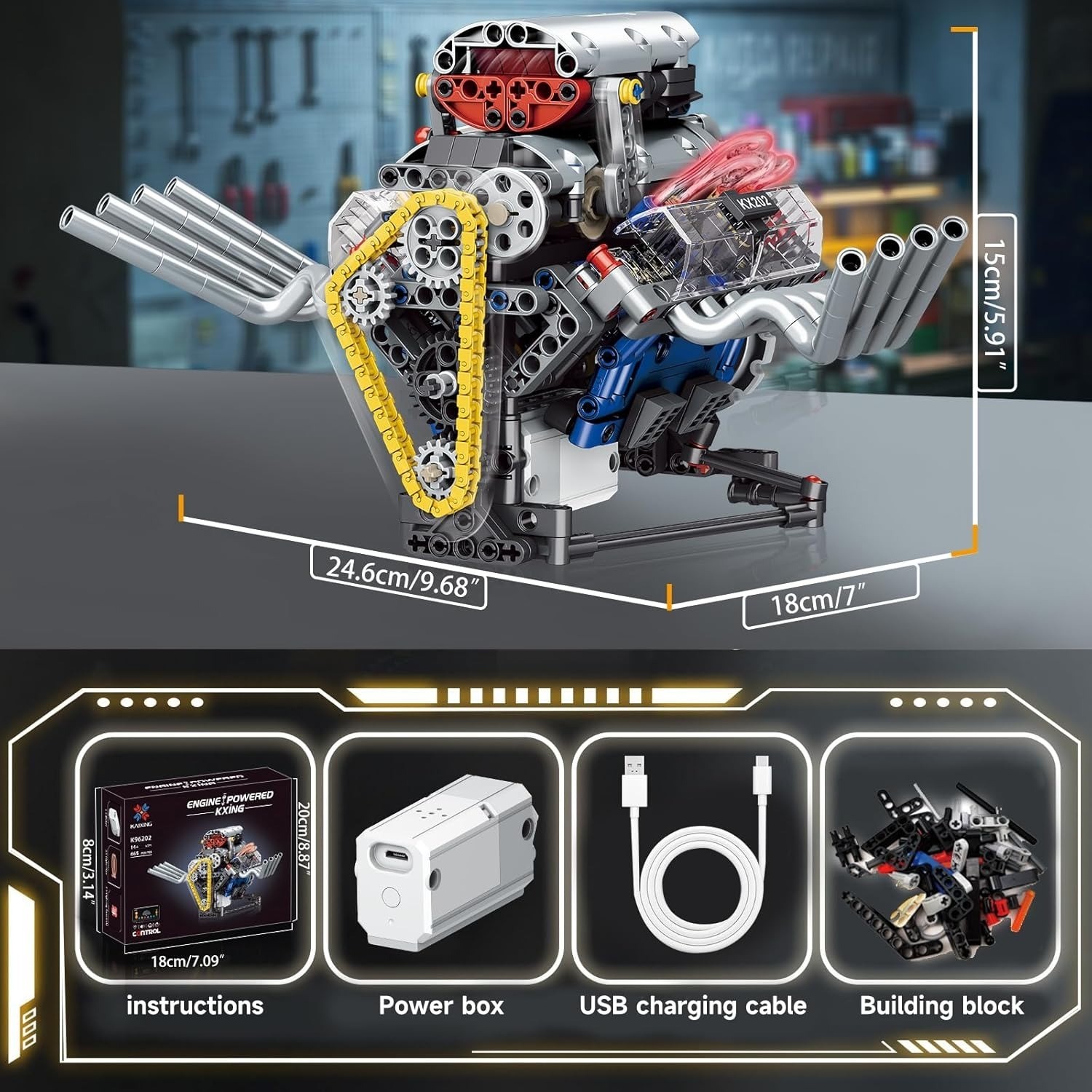 V8 Engine Model Kit,To Build Your Own Mini Engine That Works,Mini Engine Build