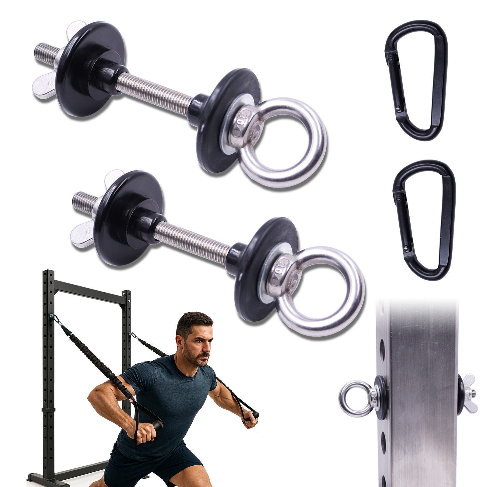 2PCS Squat Rack Attachments, Fits 5/8" or 1" Holes Racks, Resistance Band Hooks