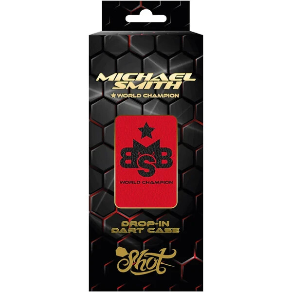 SHOT MICHAEL SMITH DART CASE.. WORLD CHAMPION DROP IN RED