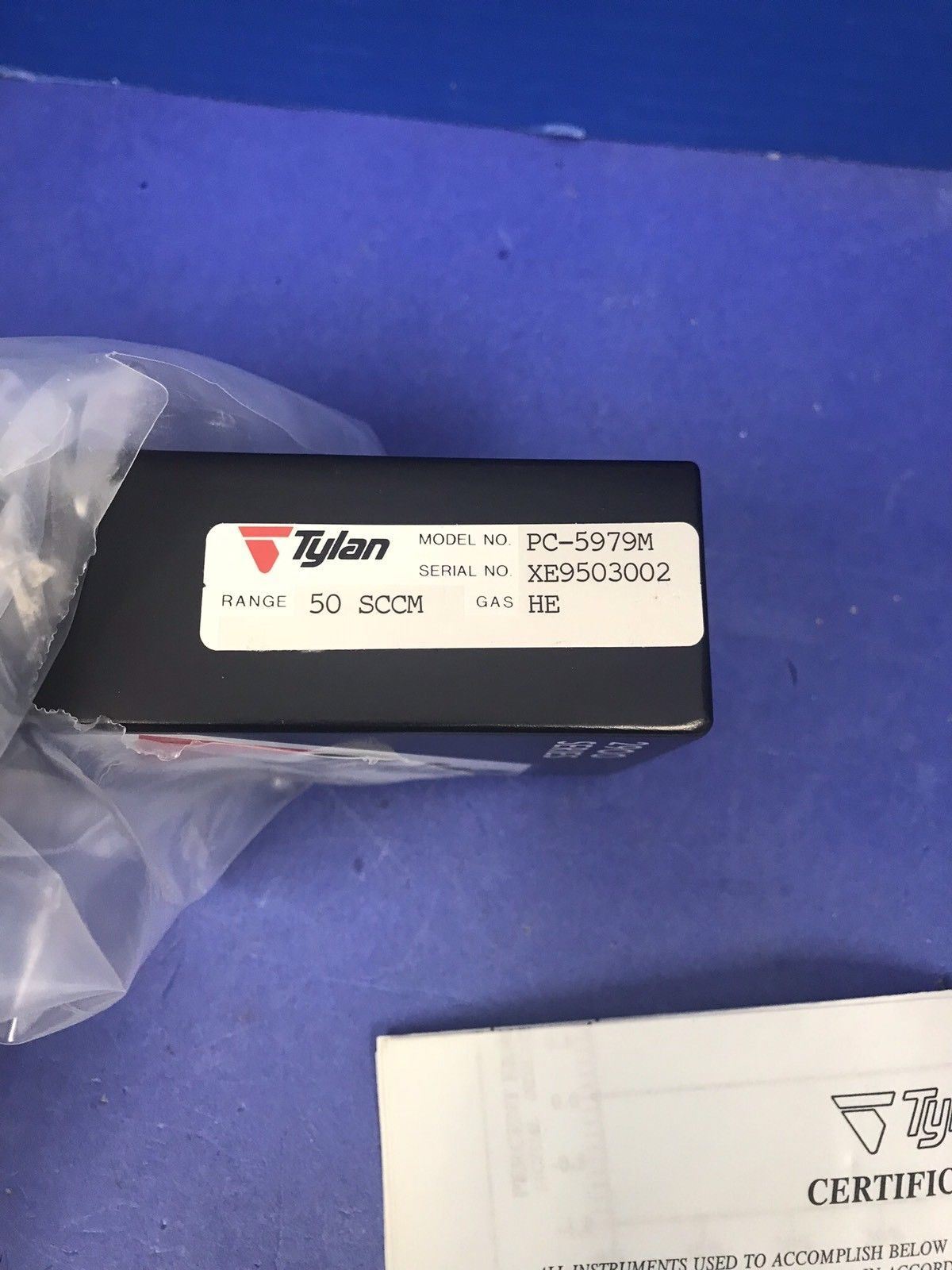 Tylan 2900 MFC PC-5979M Mass Flow Controller, 50 SCCM, HE, Block Mount, Rfrb
